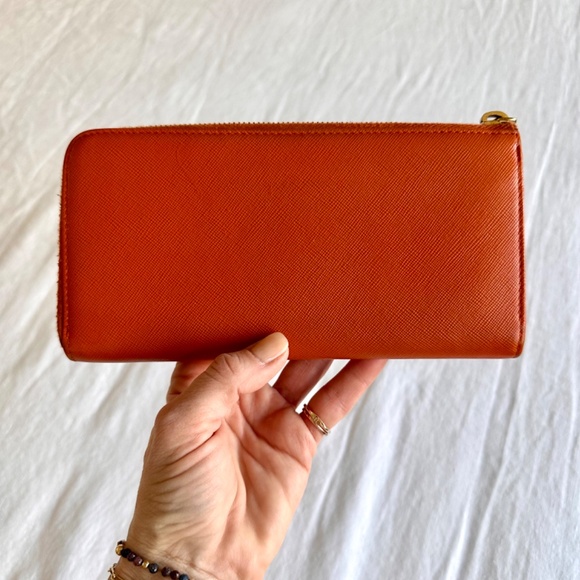 Prada Wallet Saffiano Leather Orange with Box - Picture 15 of 16